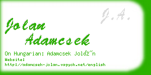 jolan adamcsek business card